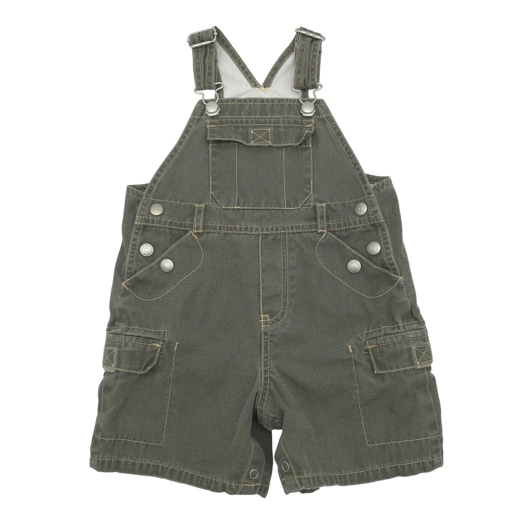 Vintage Baby Gap Olive Green Cargo Shortalls Toddler 18-24 Months